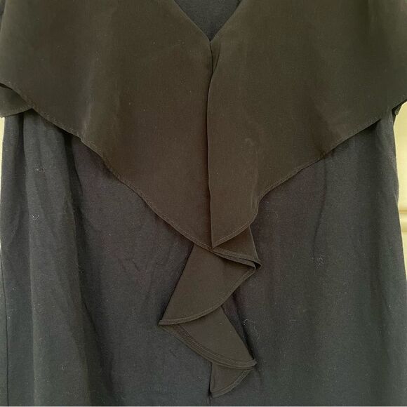Deletta by Anthropologie Pinna Sleeveless Ruffle Trim Blouse Top Black Women's M - Picture 3 of 7